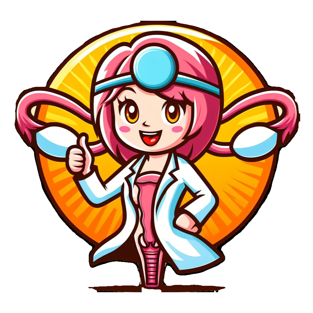 Design a gynecologic mascot featuring a friendly female character, radiating confidence and w (1)